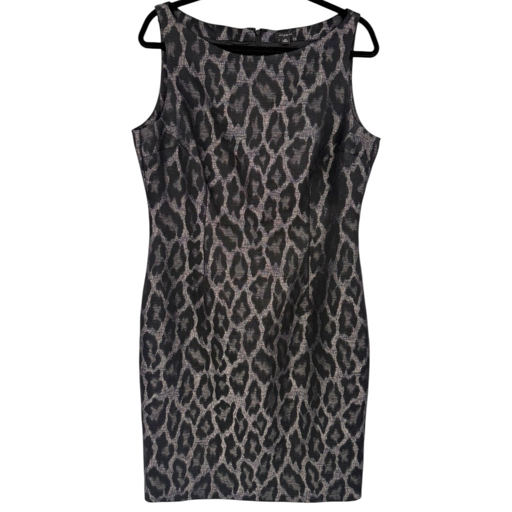 Ann Taylor Women's Metallic Leopard Print Sleeveless Sheath Dress Size 14 Career